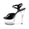 Pleaser - ASPIRE609 Sandale à bride à la cheville, Pole dance chaussures - Chaussures de pole dance - Noir/Transparent Product image